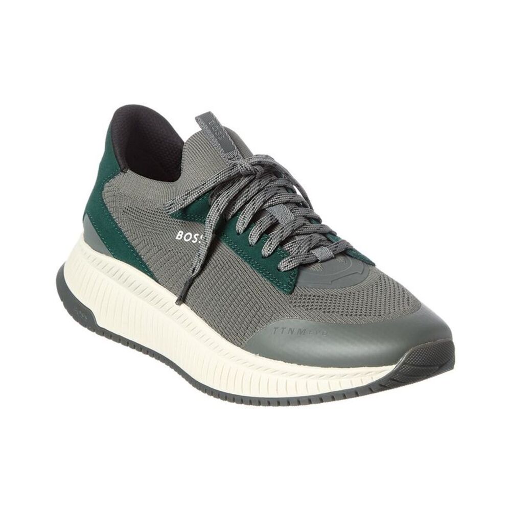 Boss Hugo Boss Ttnm Evo Suede-Trim Running Sneaker, Green